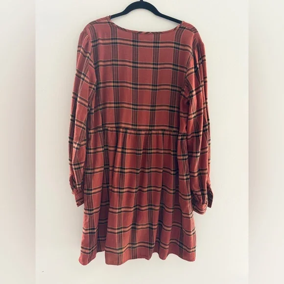 Knox Rose Rust Plaid V-Neck Dress - Picture 3 of 3